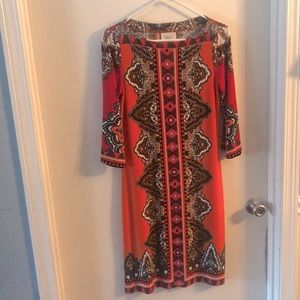 EUC Orange and Red printed dress